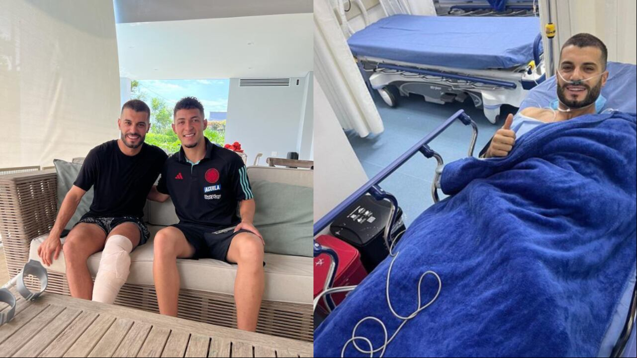 El jugador de Atlético Nacional visitó a Iago Falque. Foto 1: Atlético Nacional. Foto 2: Instagram @iagofalque10.