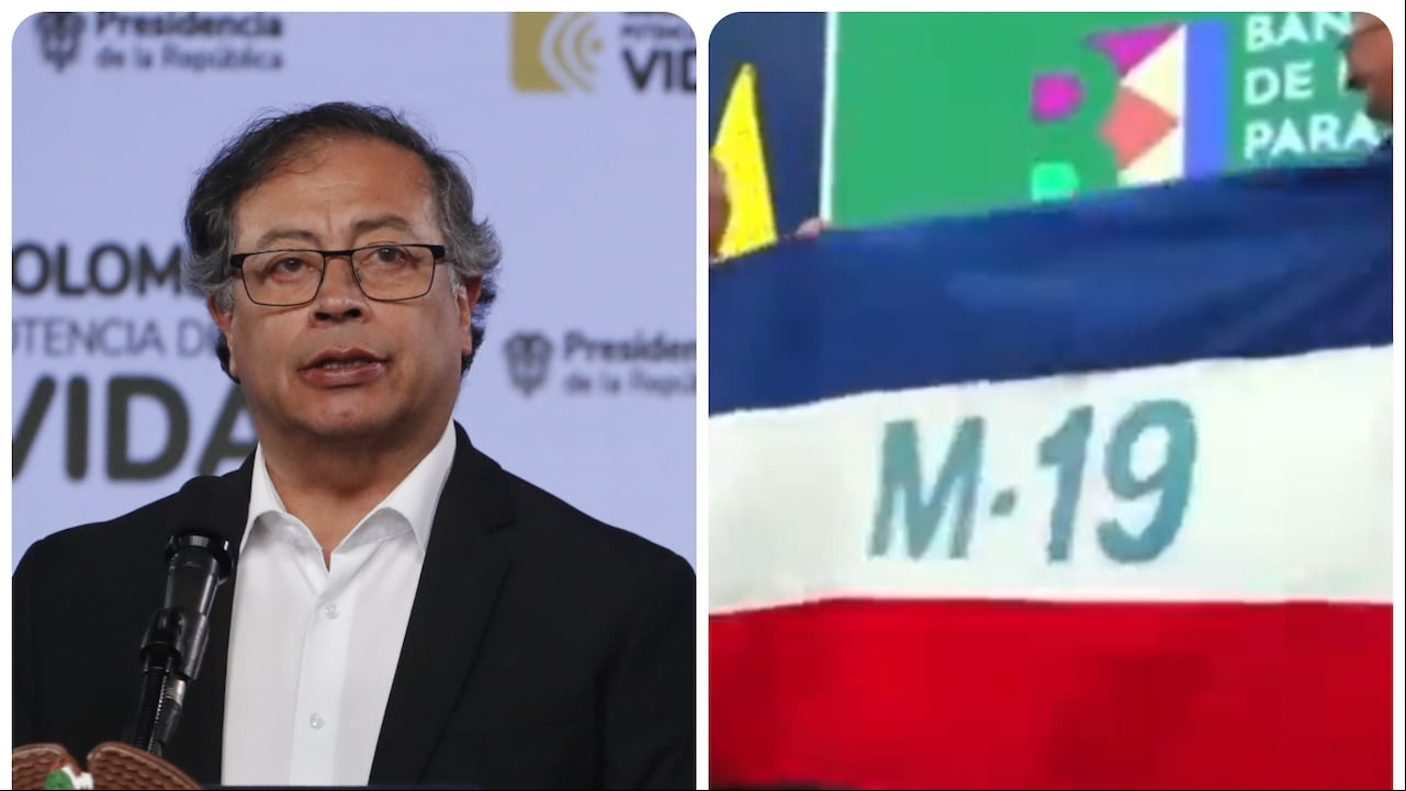 El presidente Gustavo Petro defendió mostrar la bandera del M19 en evento público.