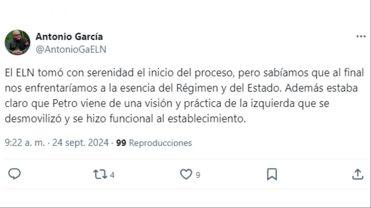 Antonio García publicó su mensaje en su cuenta de X.