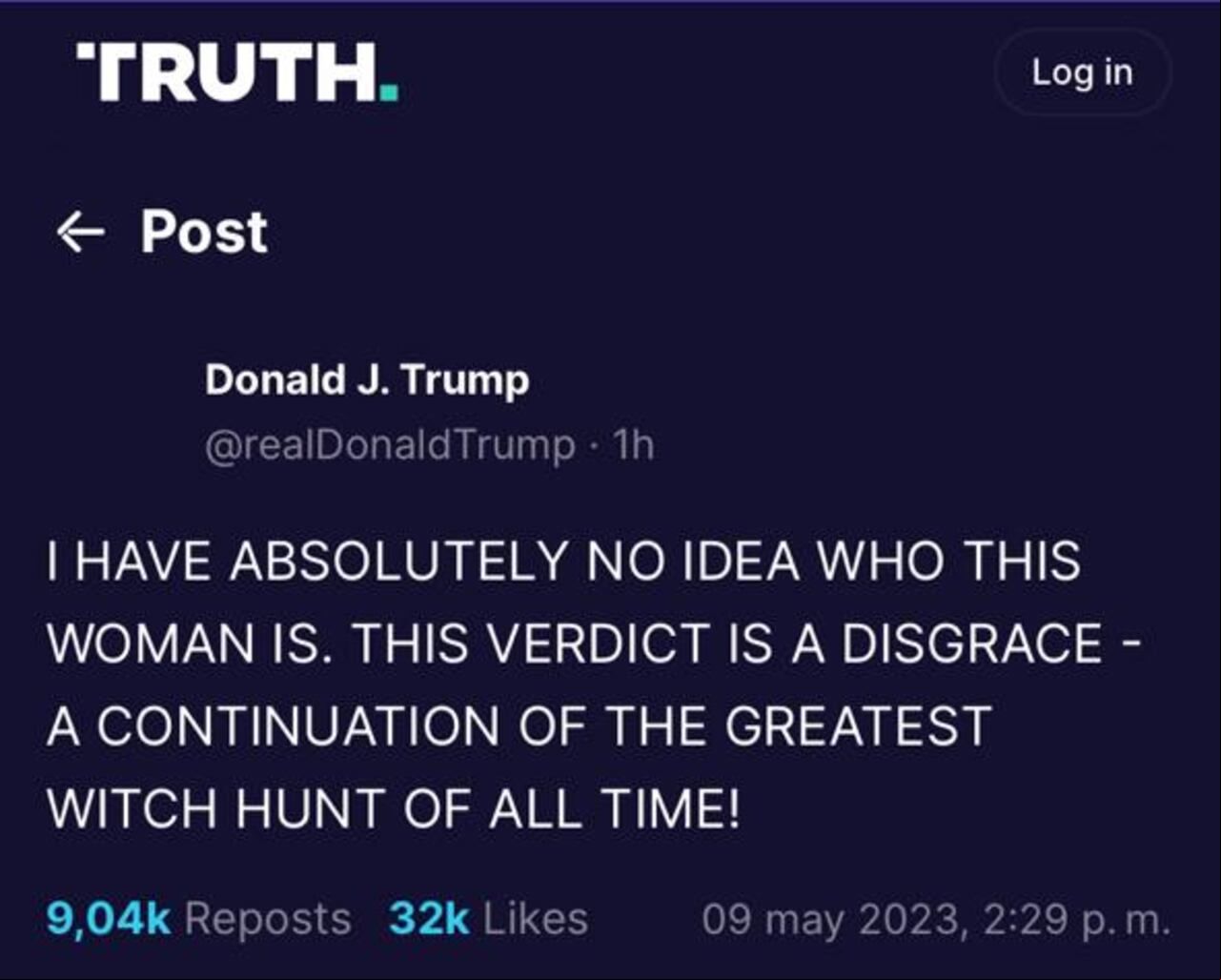 El expresidente Donald Trump, reaccionó a través de su red social truthsocial.com
