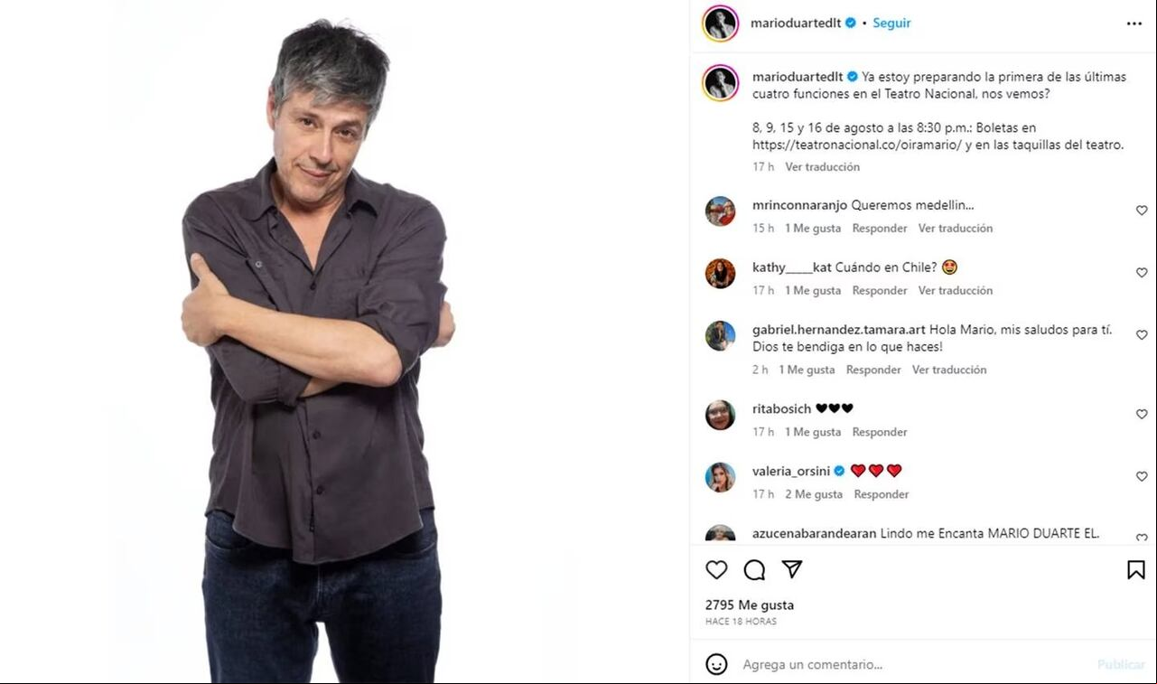 El intérprete además es músico y dramaturgo. Foto: Instagram