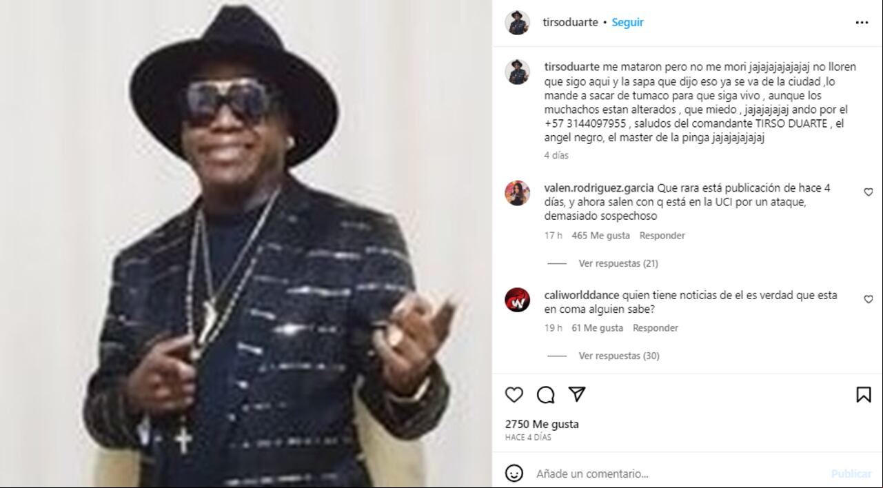 El misterioso mensaje que publicó el cantante Tirso Duarte ante de morir