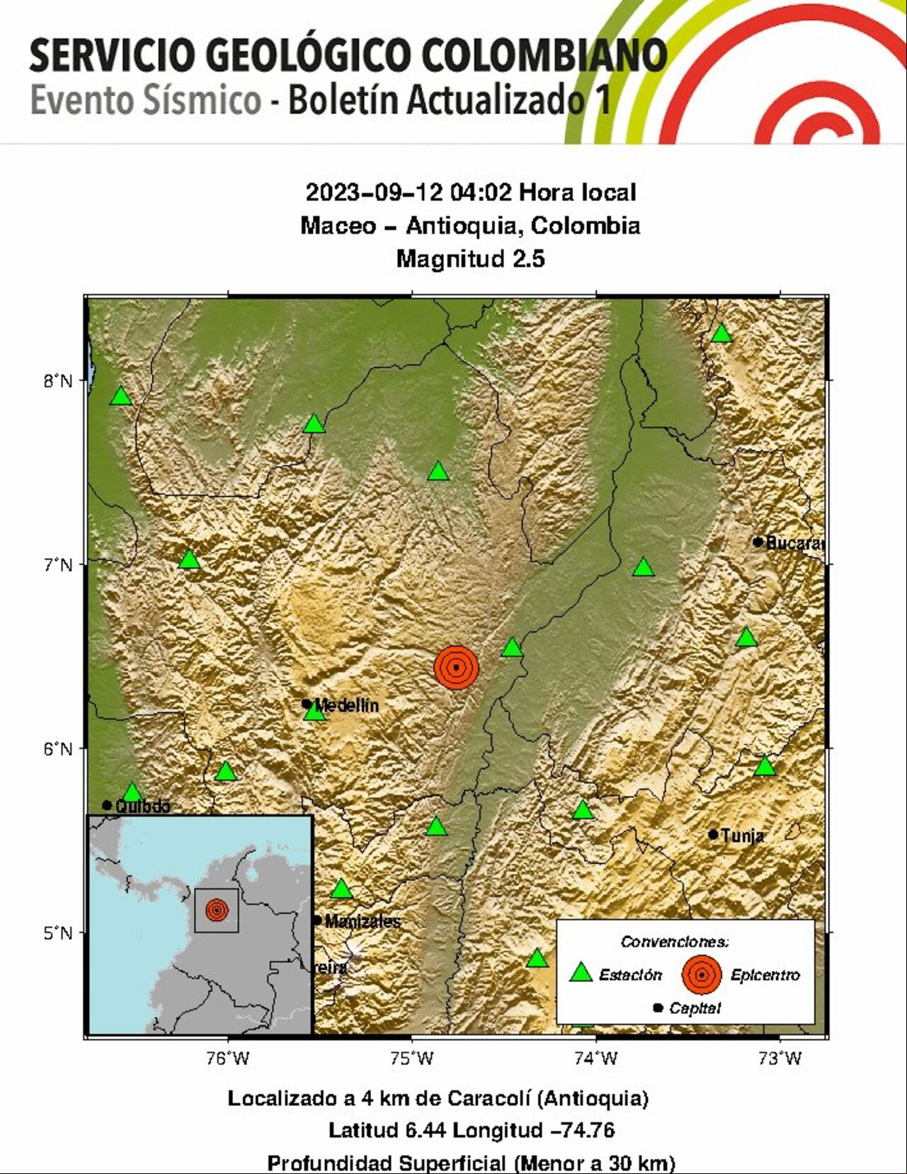 El SGC registró un nuevo temblor en las últimas horas.