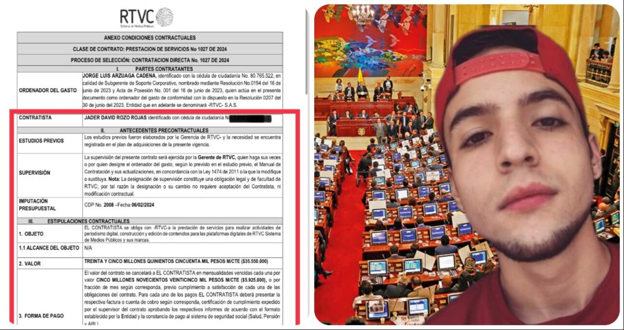 Este es el contrato de Don Izquierdo, un bachiller y activista petrista que trabajará como periodista en RTVC