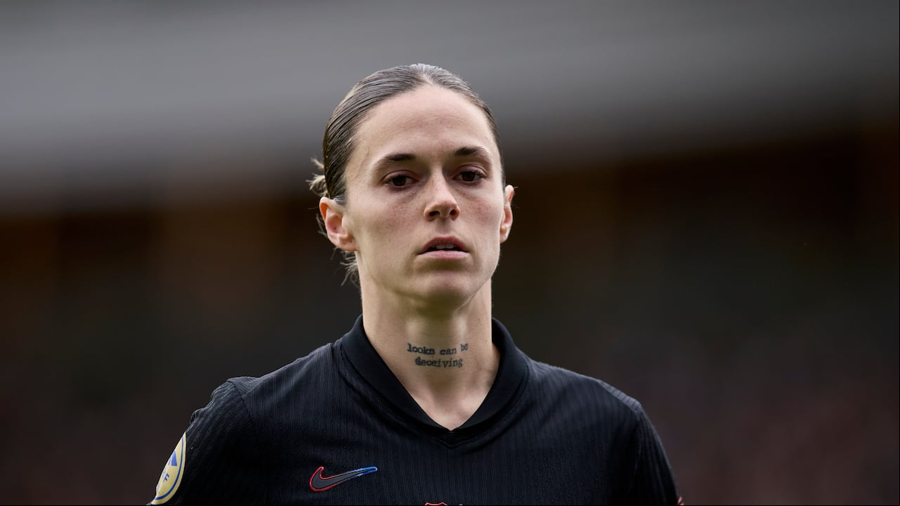 SAN SEBASTIAN, SPAIN - JANUARY 05: Maria Leon of FC Barcelona looks on during the Liga F match between Real Sociedad and FC Barcelona at Zubieta on January 05, 2025 in San Sebastian, Spain. (Photo by Ion Alcoba Beitia/Getty Images)