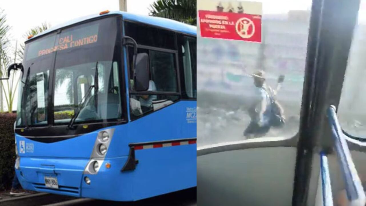 Un hombre, al parecer molesto porque no lo dejaron colarse en el MIO, lanzó una piedra contra uno de los buses.