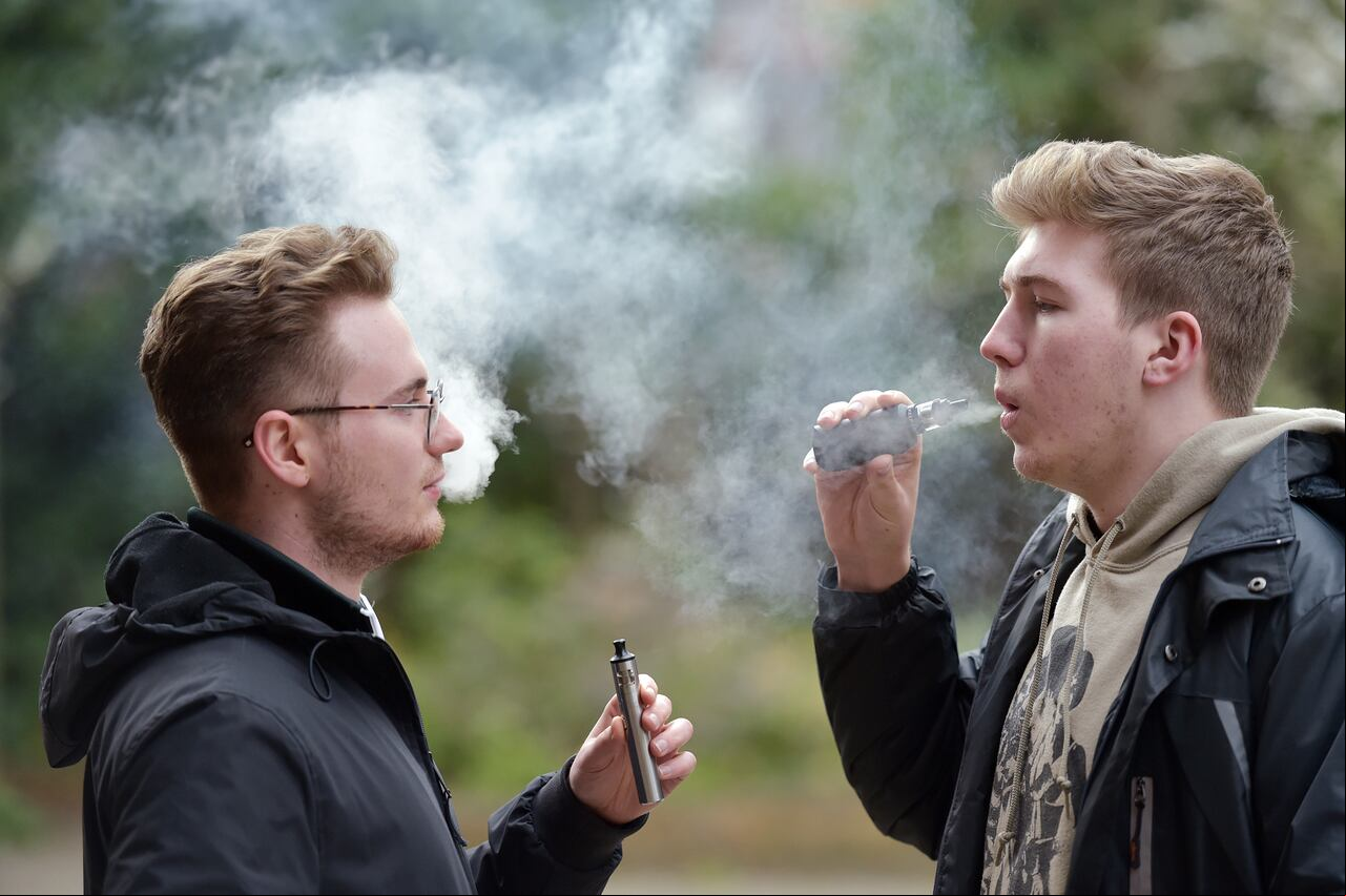 Stock photo of men vaping. PA Photo. Picture date: Friday February 21, 2020. Photo credit should read: Nick Ansell/PA Wire (Photo by Nick Ansell/PA Images via Getty Images)