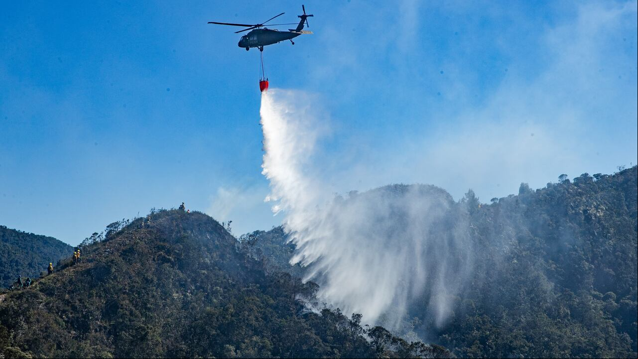 Incendio en los cerros orientales de Bogotá.