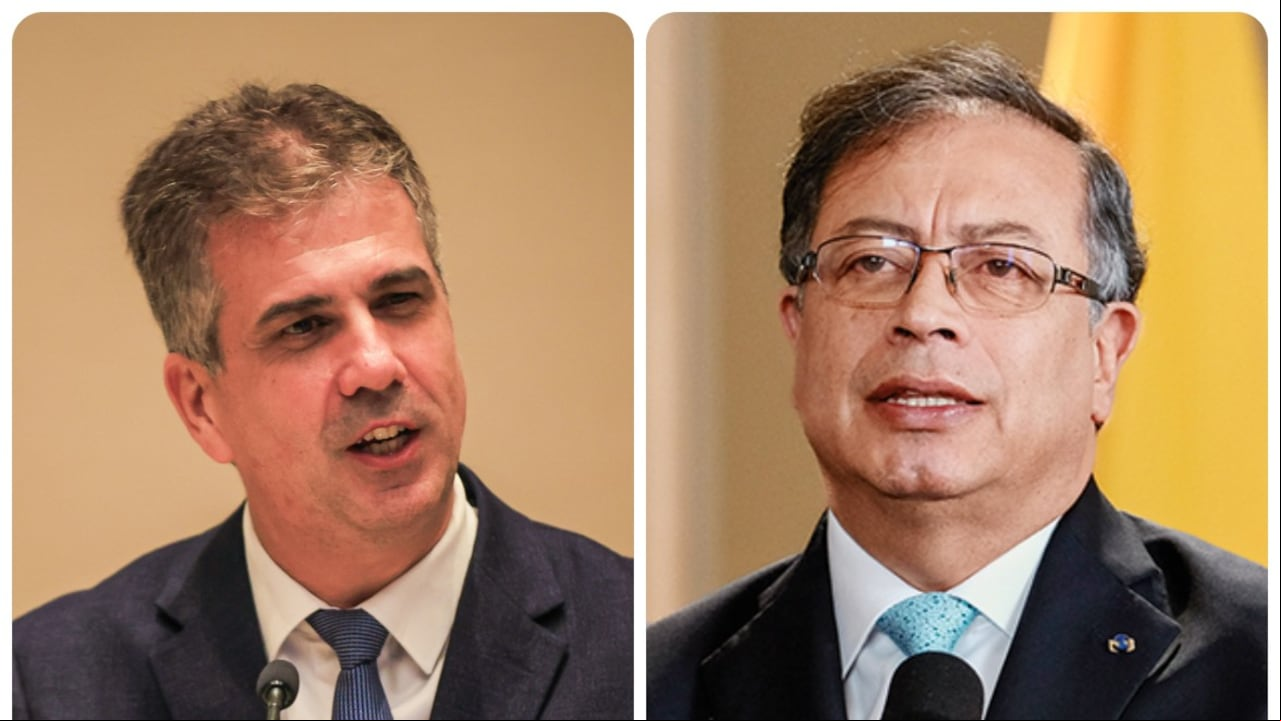 El ministro de Relaciones Exteriores de Israel, Eli Cohen, y el presidente de Colombia, Gustavo Petro.