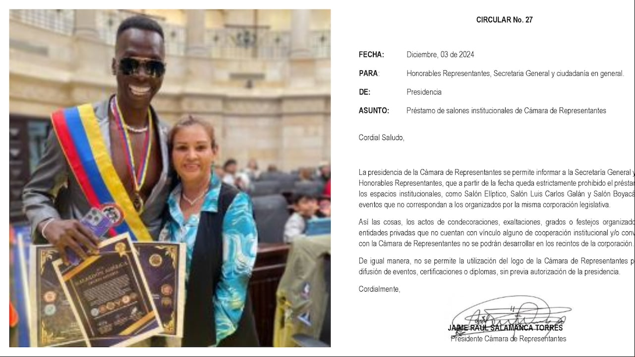 El caleño Omar Murillo durante el evento que le entregó una distinción el pasado 29 de noviembre en el Congreso de la República.