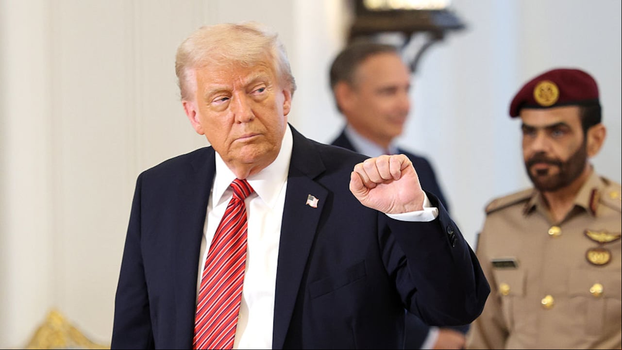 El presidente Donald Trump en el lugar de trabajo oficial del emir de Catar, el Amiri Diwan, el miércoles 14 de mayo de 2025.