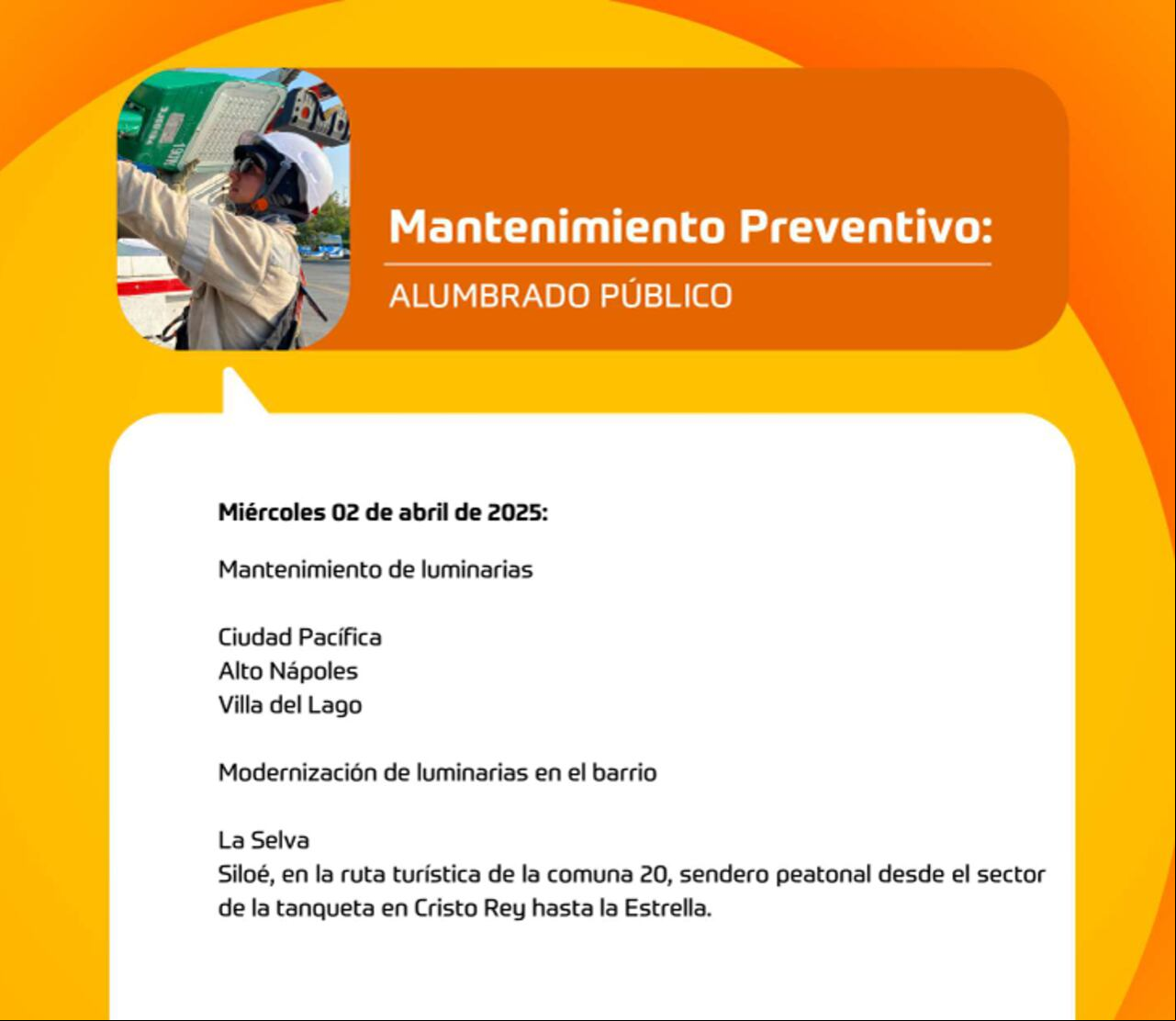 En el marco del plan de modernización de la red de alumbrado público, se llevarán a cabo intervenciones en varios barrios.
