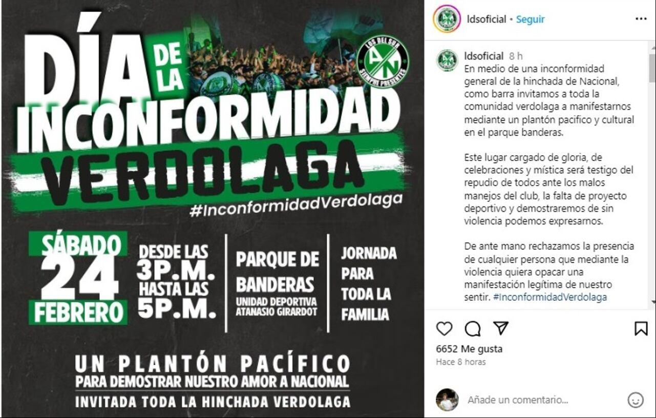 Hinchas de Nacional harán plantón por los malos resultados del equipo