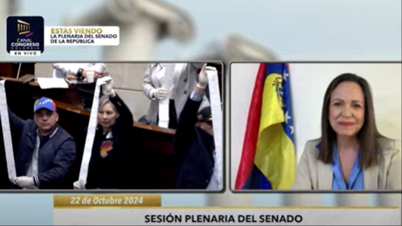 Durante la plenaria del Senado de Colombia, María Corina Machado hizo que se mostraran las actas ante los