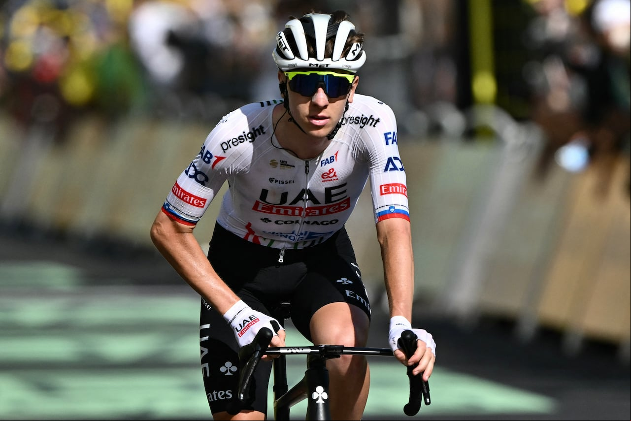 Imagen de Tadej Pogacar en la etapa 2 del Tour de Francia 2024.