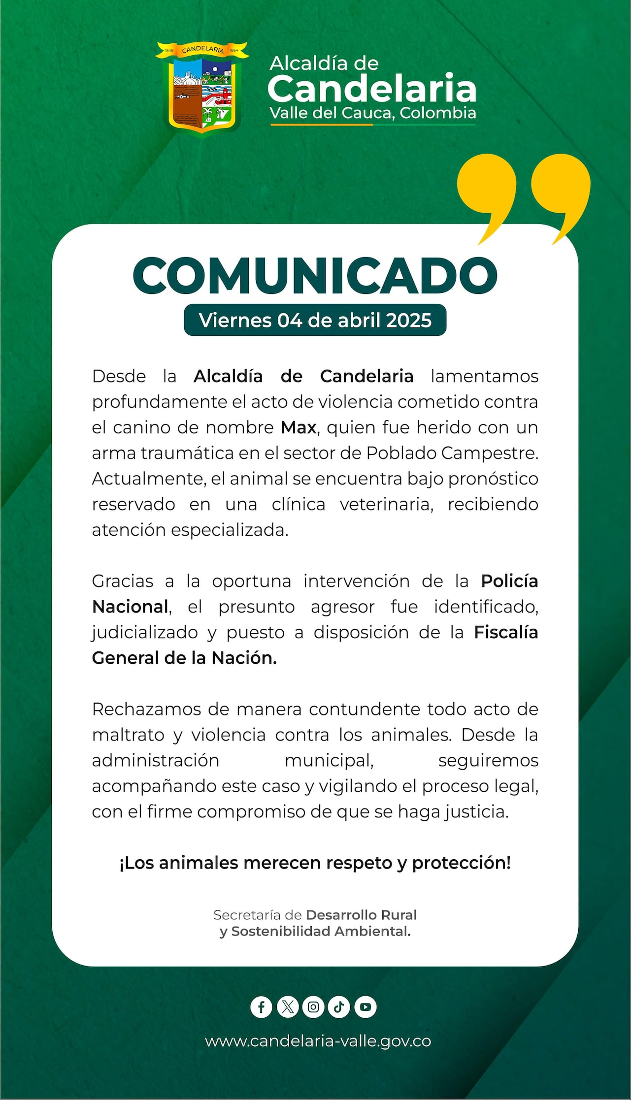 La Alcaldía de Candelaria publicó un comunicado rechazando este hecho.