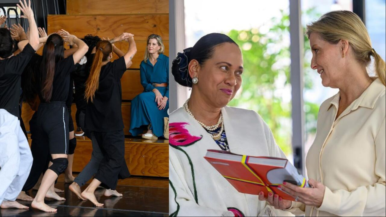En su visita en Cali participó con las bailarinas de Incolballet.