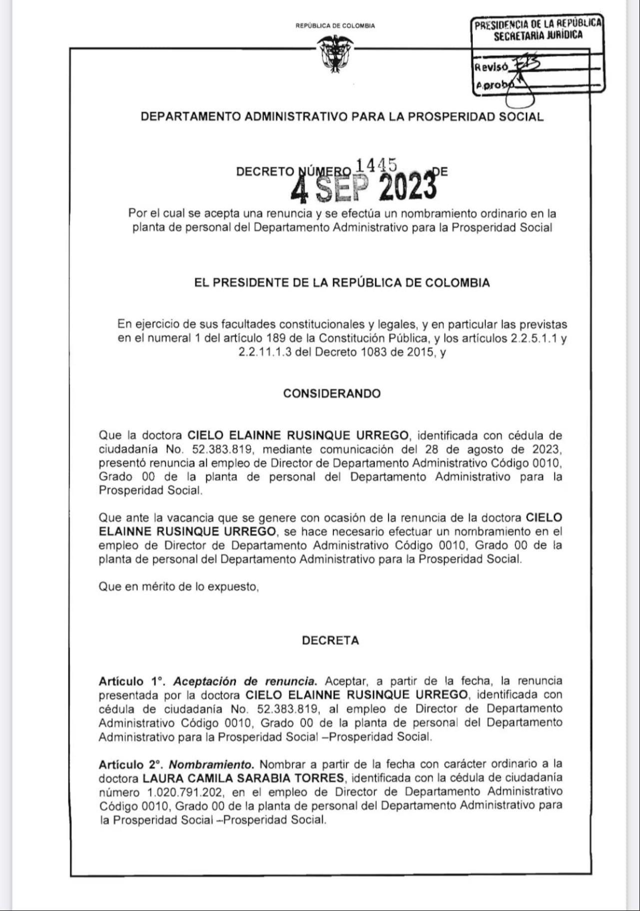 Este es el documento que firmó el Presidente Petro.