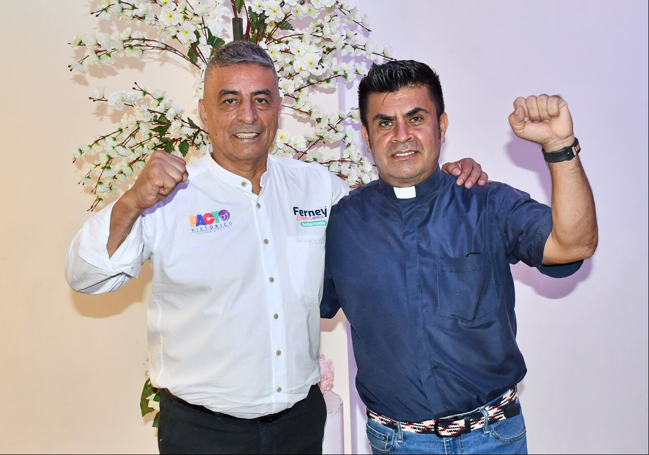 Padre Edilson Húerfanorespetivamente y Ferney Lozano condidatos a la Alcaldia de Cali y la gobernación del Valle respetivamente
