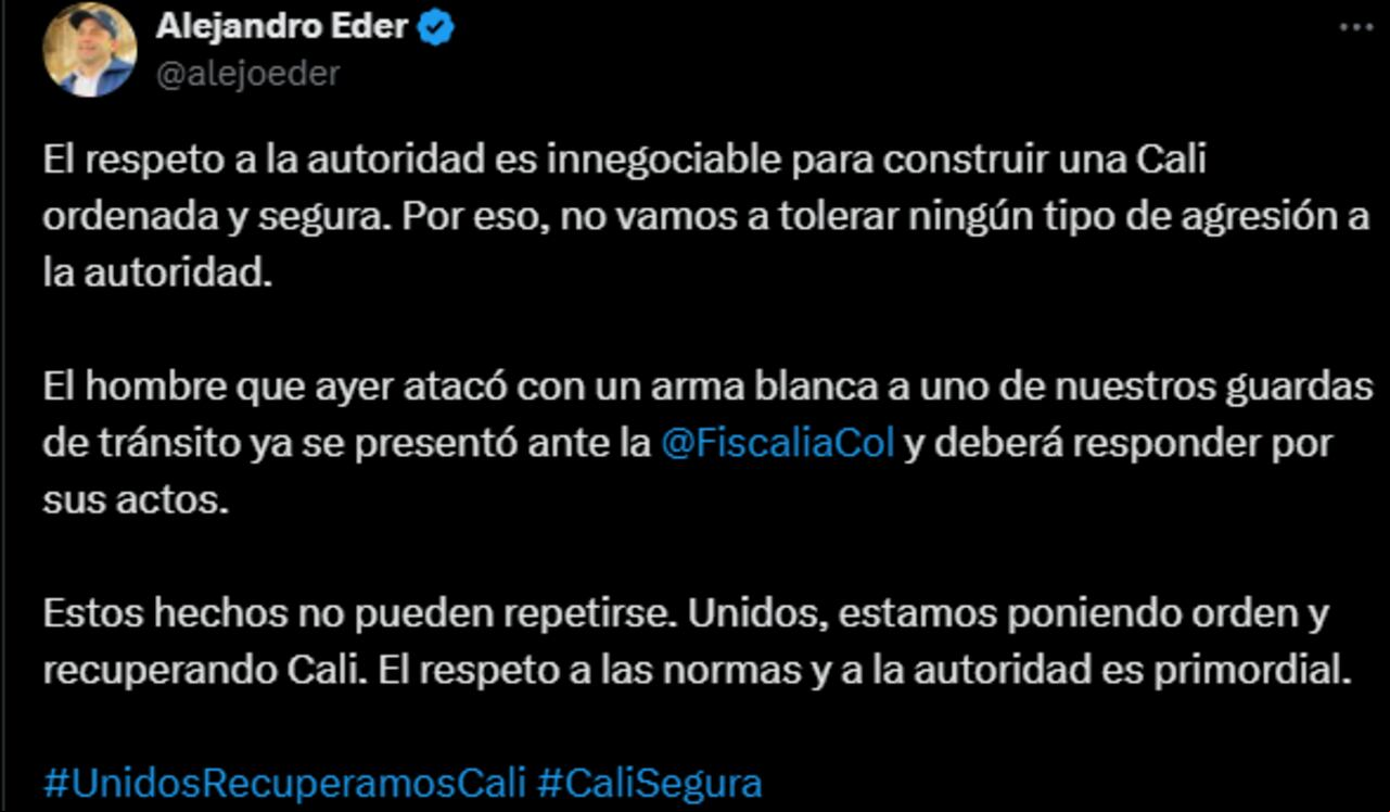 Este fue el mensaje que emitió el alcalde Alejandro Eder frente a la entrega voluntaria del agresor.