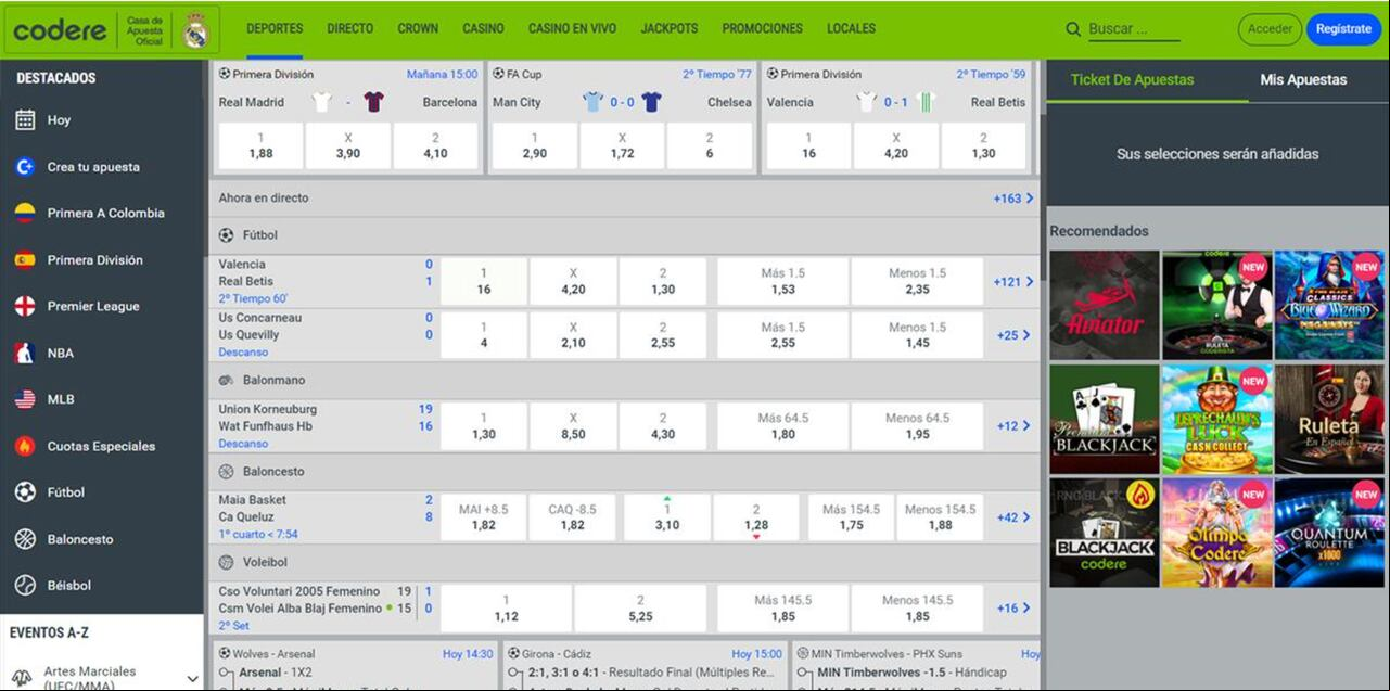Página web de Codere