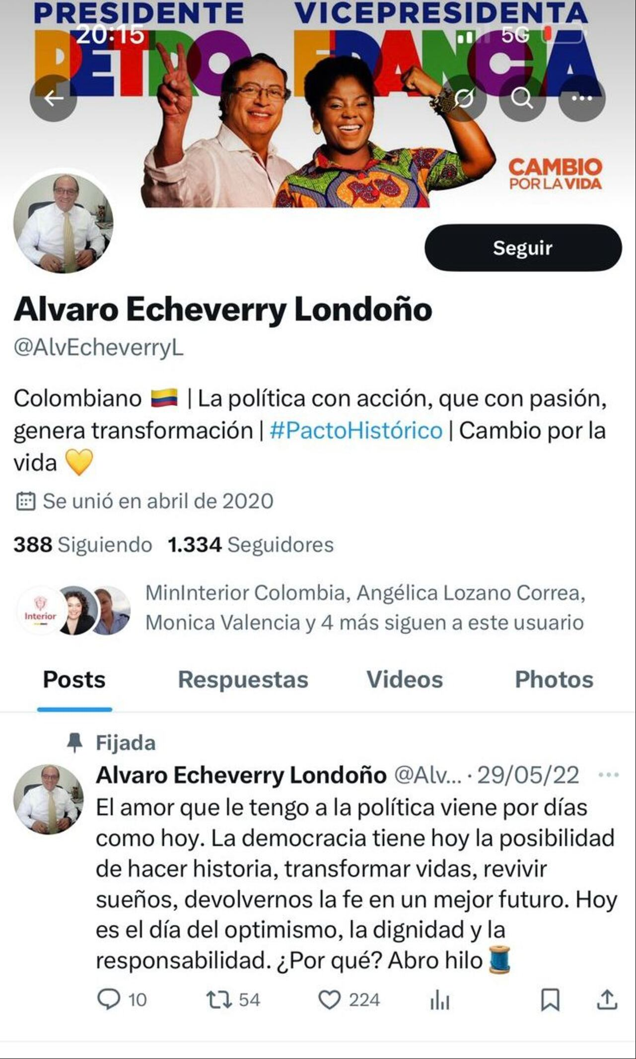 Perfil de X de Álvaro Echeverry.