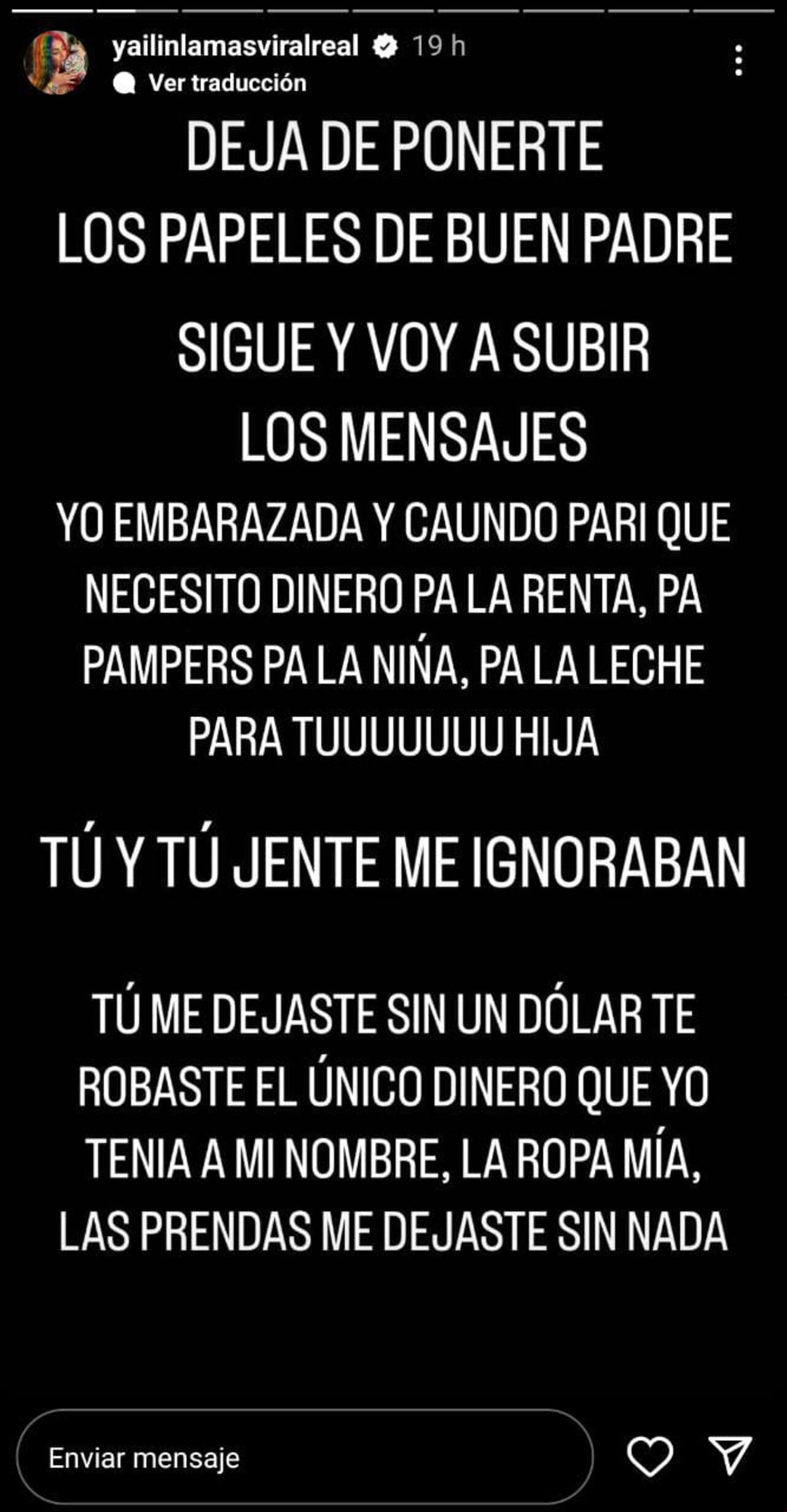 Yailin lanzó algunos comentarios fuertes en contra de su expareja, Anuel.