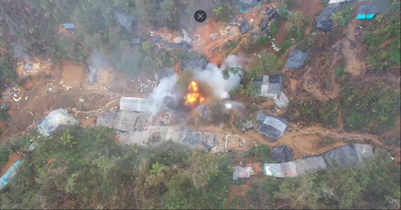 Fueron detonadas las minas y destruidos los campamentos que servían a la minería ilegal.