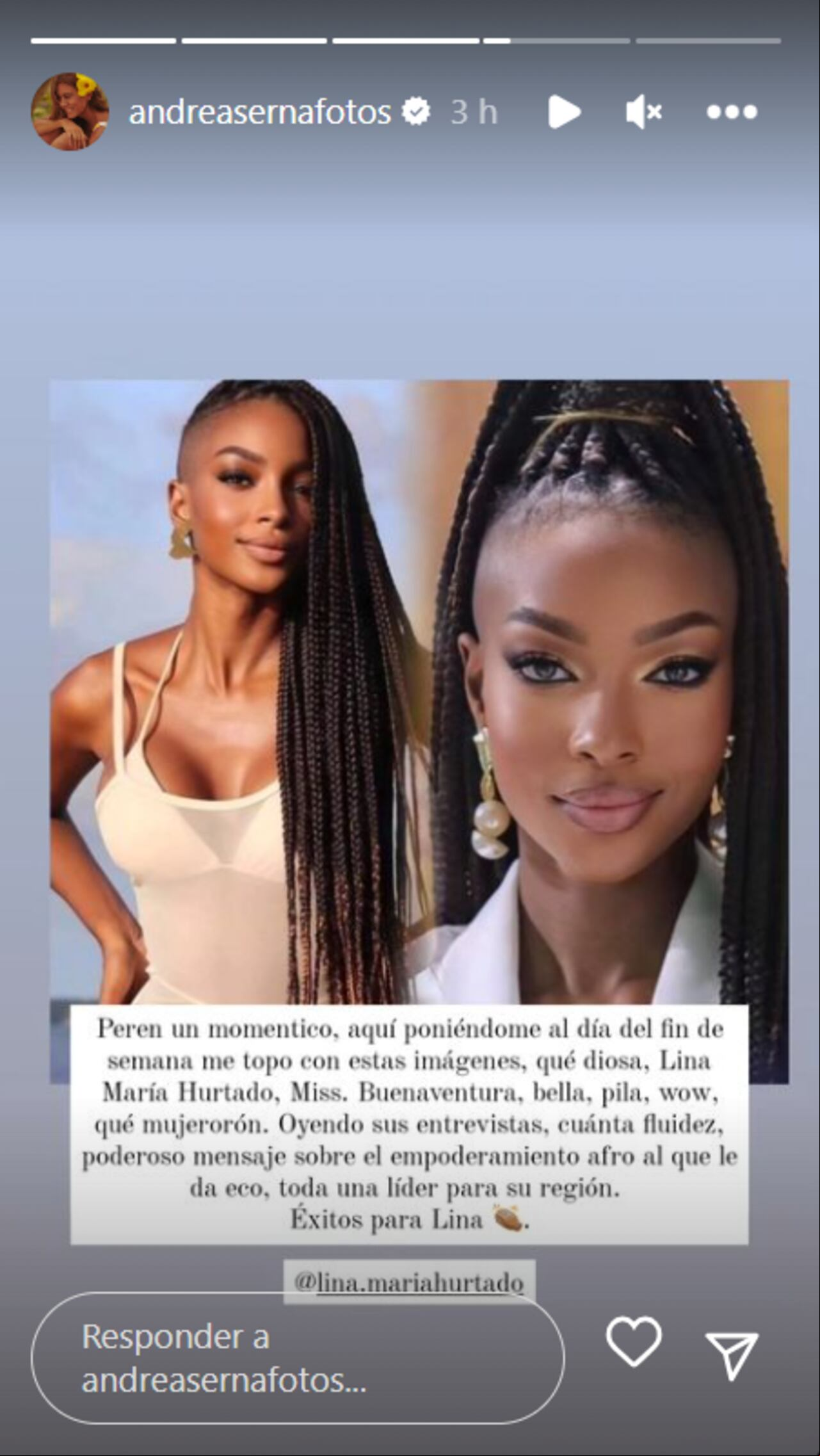 Andrea Serna elogió a Lina María Hurtado tras su participación en Miss Universe Colombia.
