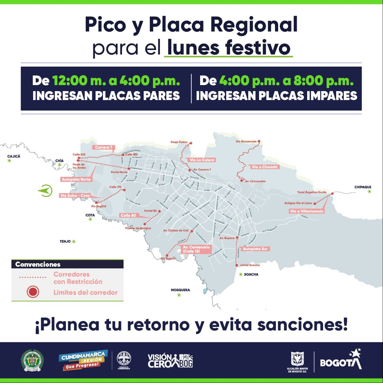 Pico y placa regional 16 de octubre Bogotá