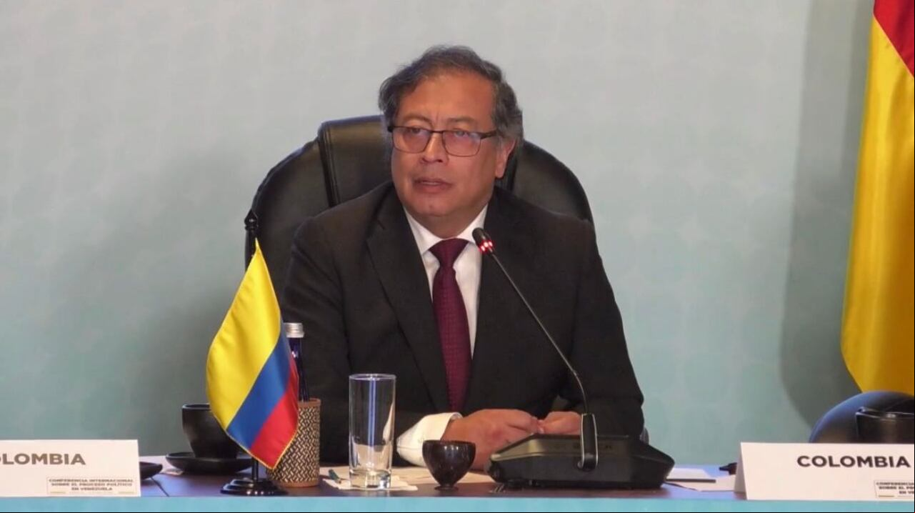 El presidente Gustavo Petro durante la Conferencia Internacional sobre el proceso político en Venezuela.
