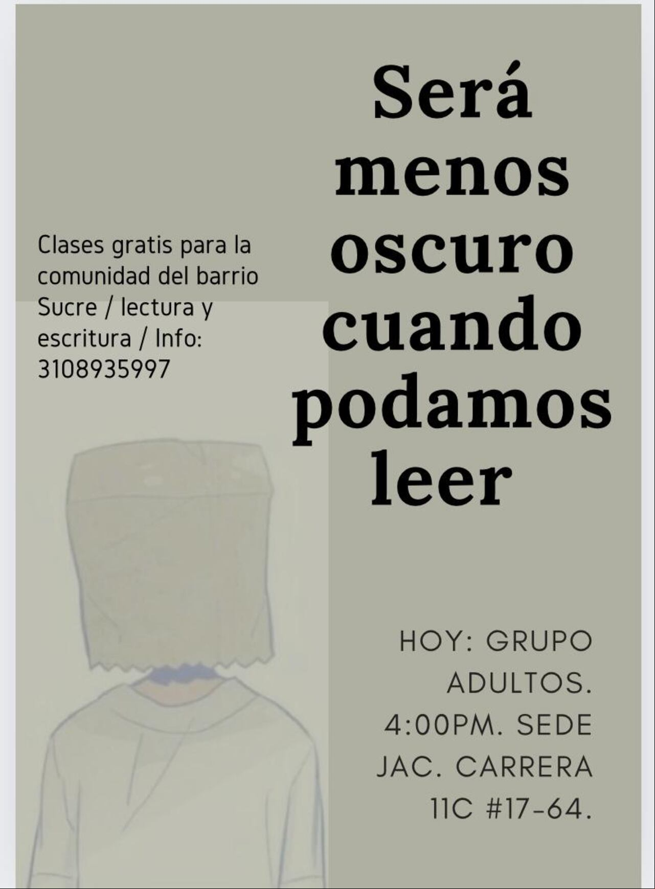 Con estos afiches que replicaba por WhatsApp, Kike convocaba a los niños de Sucre a talleres de lectura.