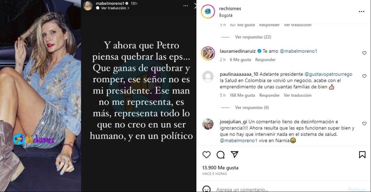 Mabel Moreno y la crítica hacia el presidente Petro.