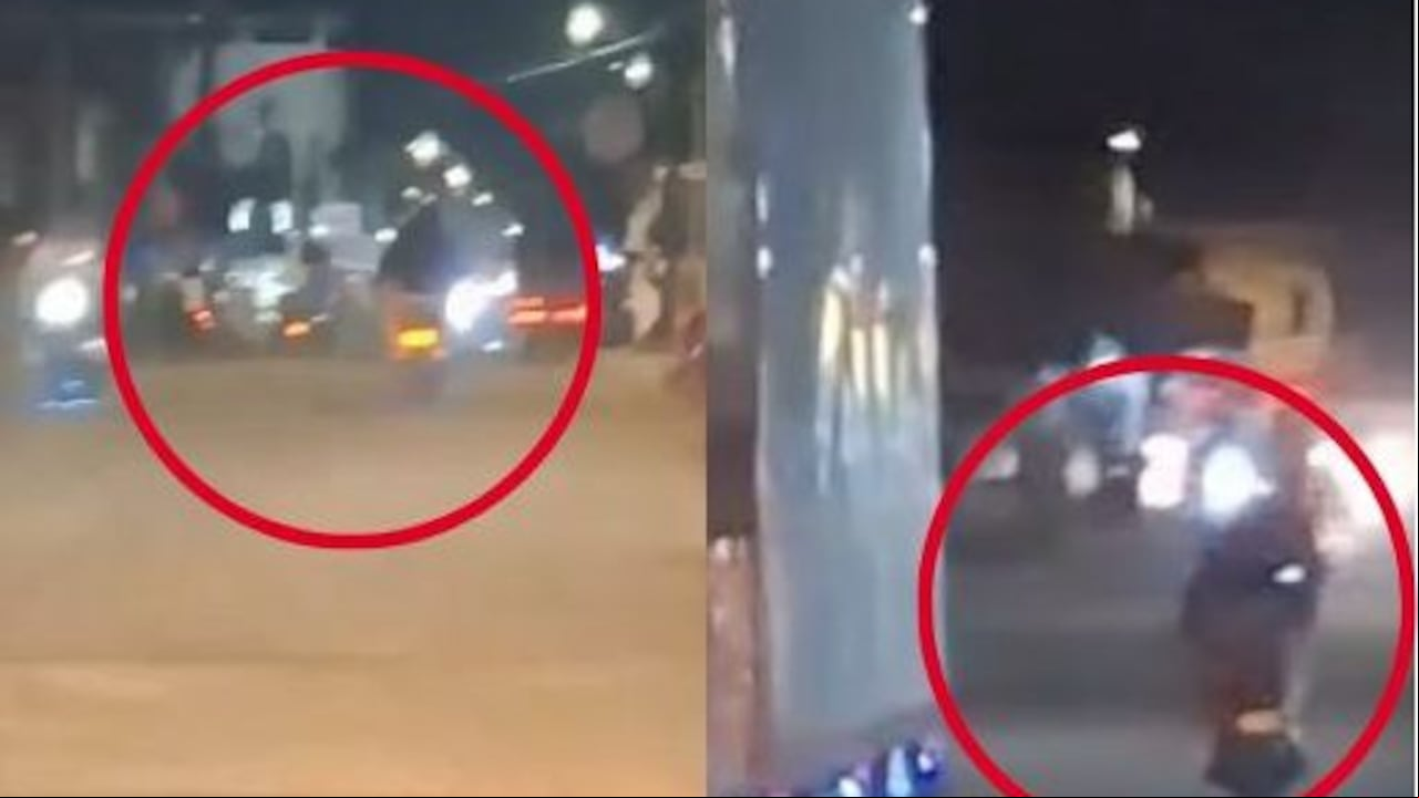 Estos son dos momentos de la persecución contra un señalado sicario por las calles del norte de la ciudad de Popayán.