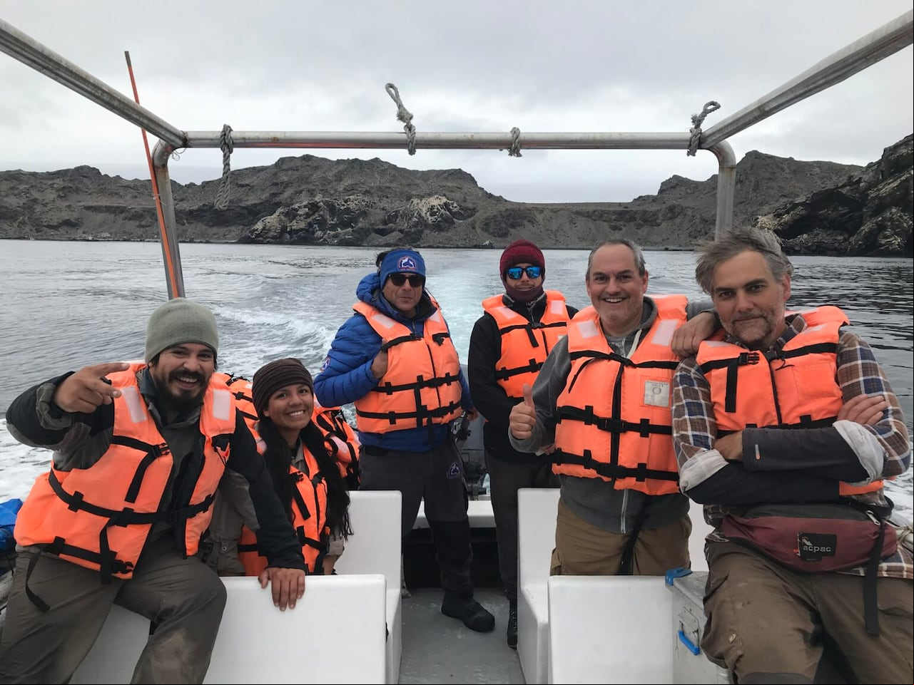 Este es parte del grupo de trabajo que trabaja en la Isla Choros, Chile, que intentan disminuir el número de pingüinos afectados por redes de pesca cerca de donde están ubicados.