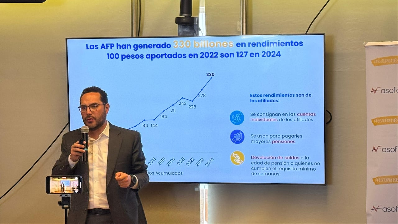 Andrés Velasco, presidente de Asofondos, entregó balance de los ahorros de los trabajadores en 2024.
Foto: Cortesía Asofondos
