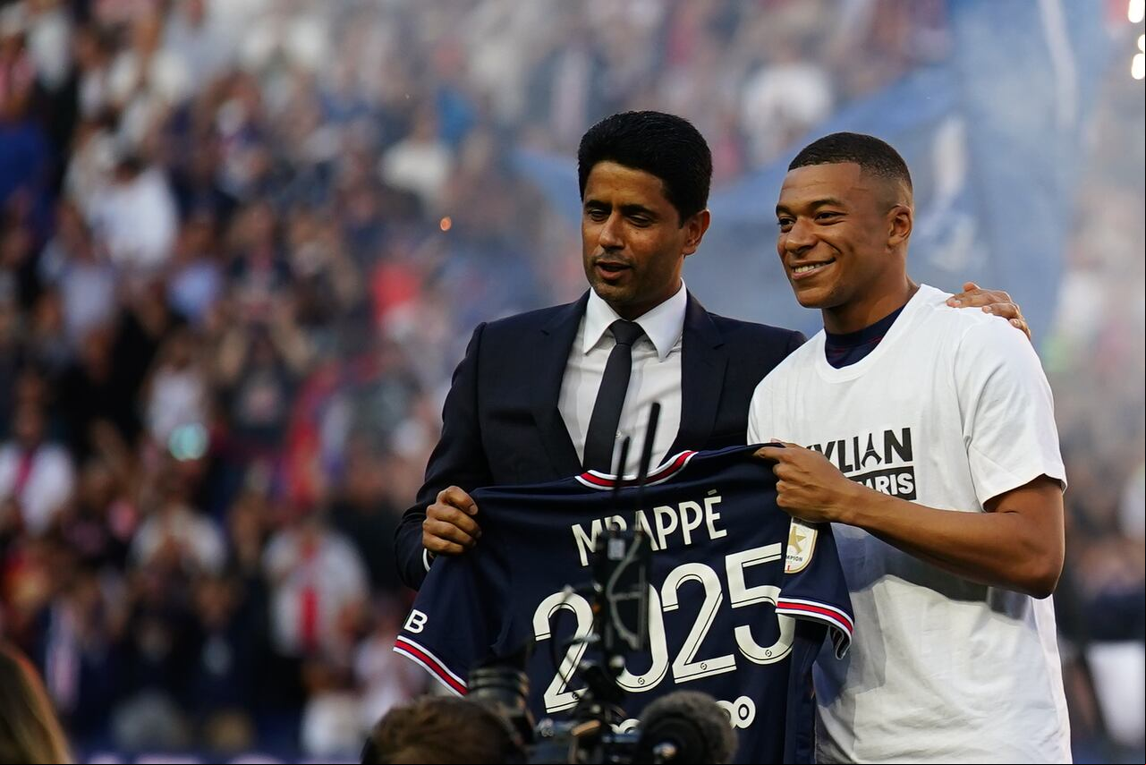 Mbappé cuando se anunció su renovación con el PSG, en mayo del 2021.