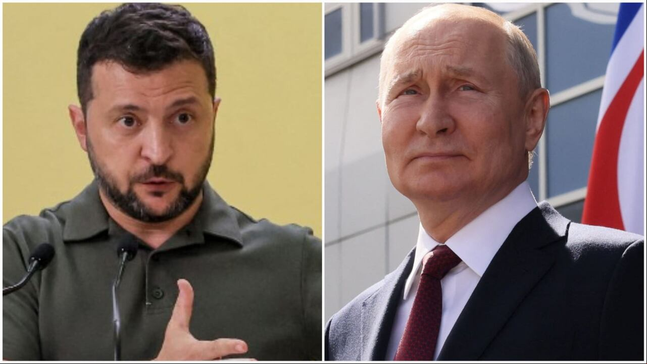 El conflicto en el este de Europa está ad portas de cumplir 19 meses. Archivo de los presidentes de Ucrania, Volodímir Zelenski, y Rusia, Vladimir Putin.