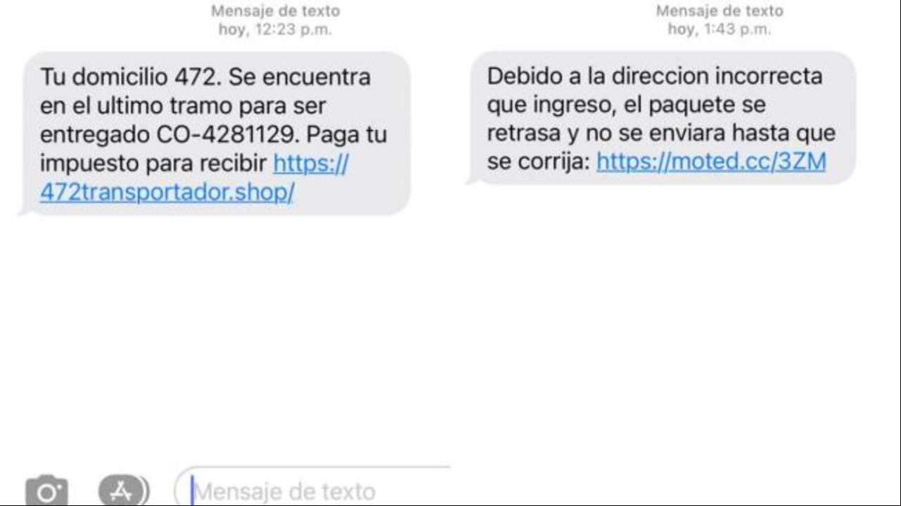Los mensajes son enviados a las personas que presuntamente están esperando un envío que viene por la empresa 4-72.