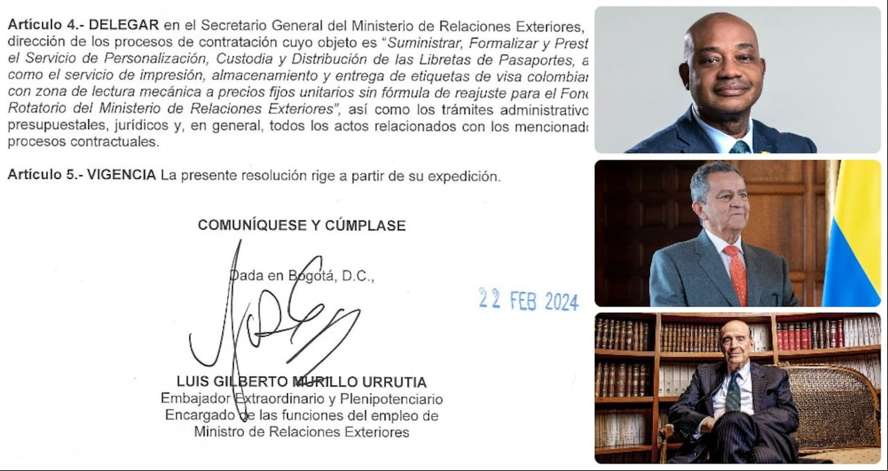 La resolución donde Gilberto Murillo le entregó facultades a su exsecretario general, José Antonio Salazar.