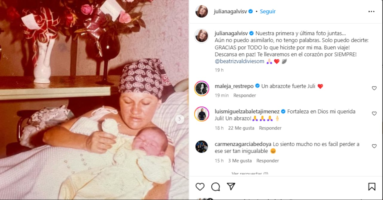 Juliana Galvis y su madre. La actriz está atravesando por la pérdida de su madre.