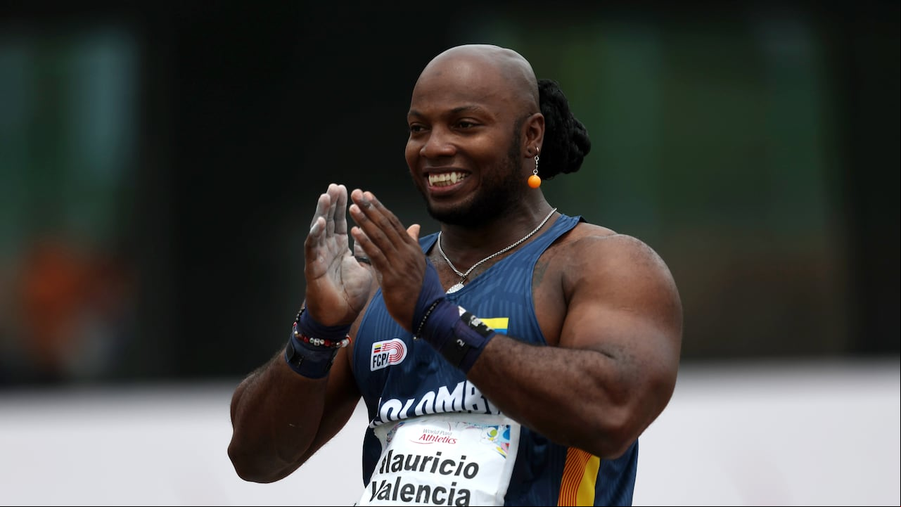 KOBE, JAPAN - MAY 22: Mauricio Valencia of Colombia reacts while competing in the Men's Javelin Throw F34 final during day six of the World Para Athletics Championships Kobe at Kobe Universiade Memorial Stadium on May 22, 2024 in Kobe, Hyogo, Japan. (Photo by Paul Miller/Getty Images)