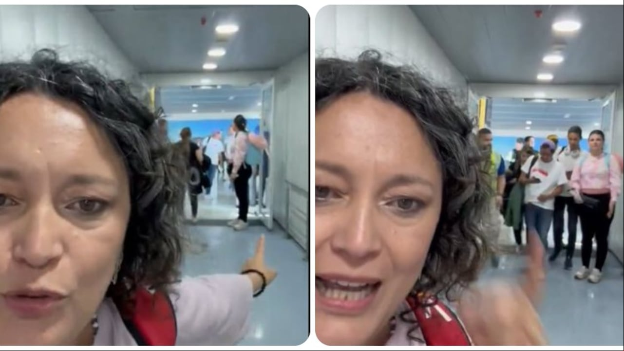 La senadora de la Alianza Verde, Angélica Lozano, desde el aeropuerto de Caracas.