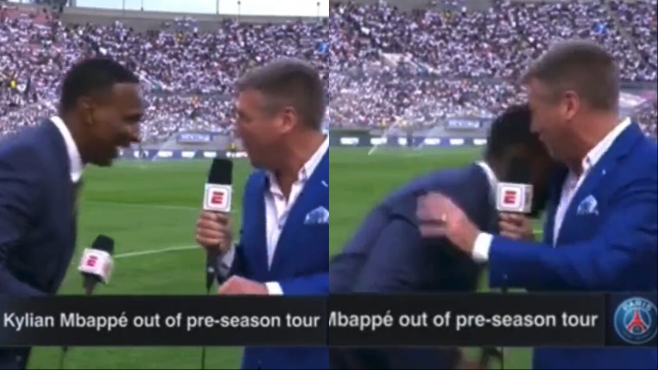 Captura de pantalla del momento exacto cuando Shaka Hislop se desmaya.