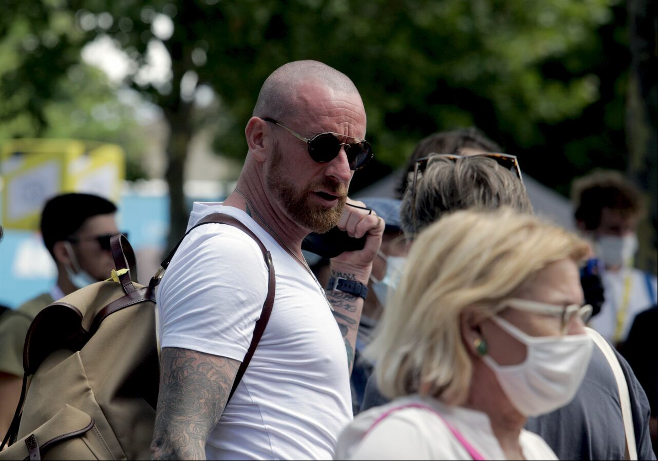 Sir Bradley Wiggins en la salida de Saint Paul