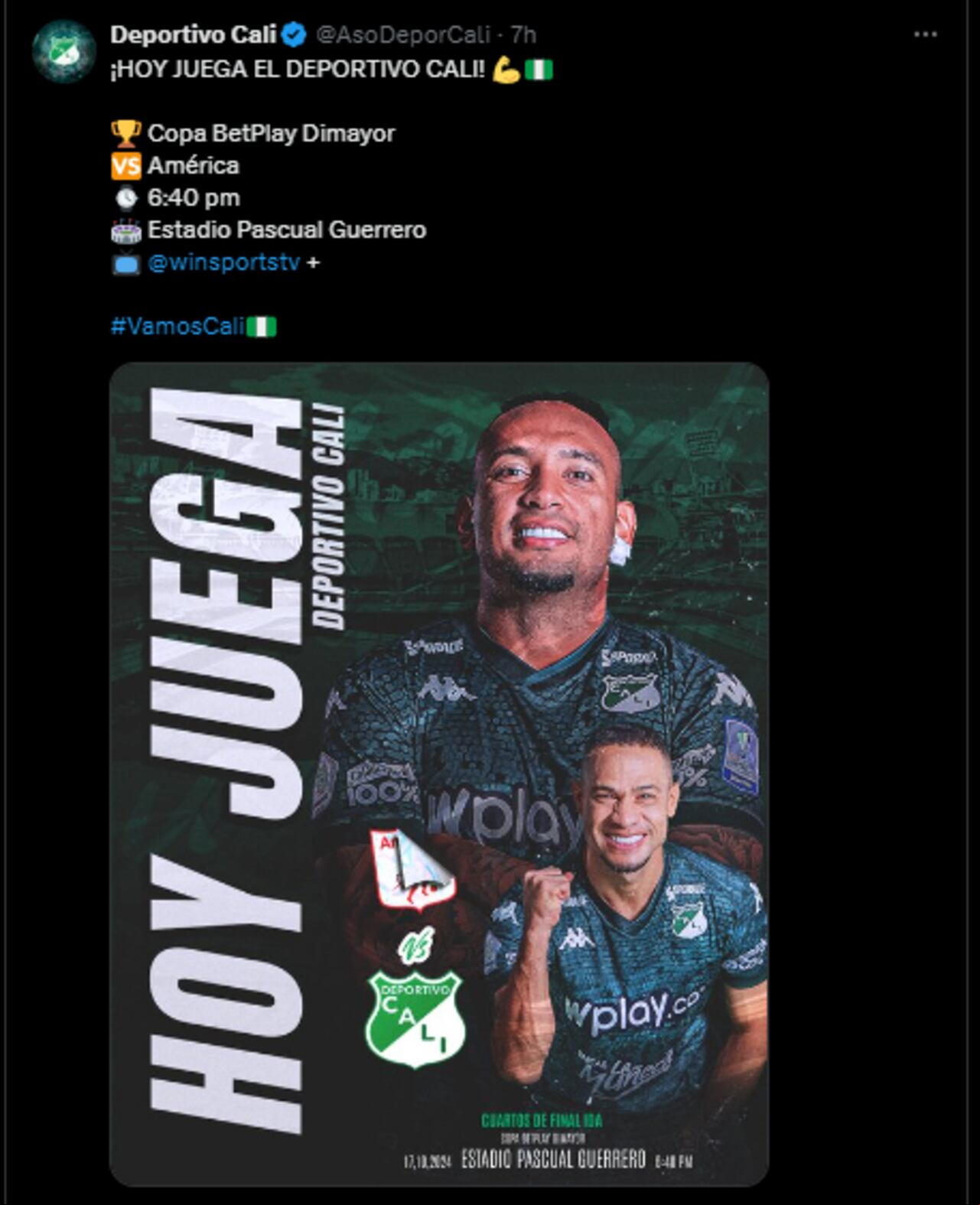 Afiche Deportivo Cali vs. América - Copa Betplay