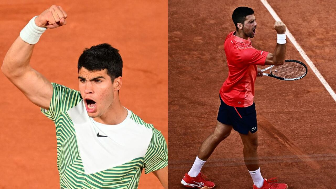 Alcaraz y Djokovic se miden en semis de Roland Garros.