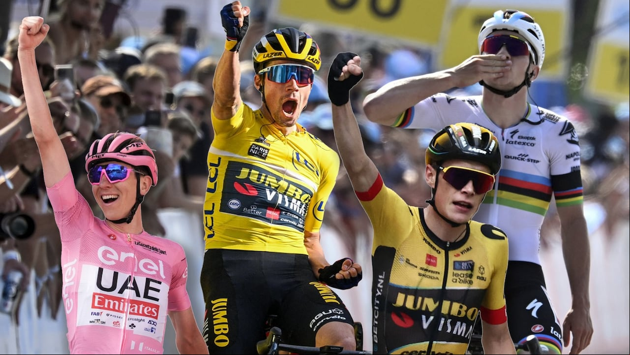 De izquierda a derecha: Tadej Pogacar, Primoz Roglic, Jonas Vingegaard y Remco Evenepoel. Los favoritos al Tour de Francia 2024.