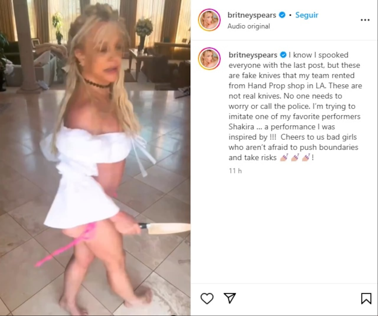 Britney Spears bailando con cuchillos