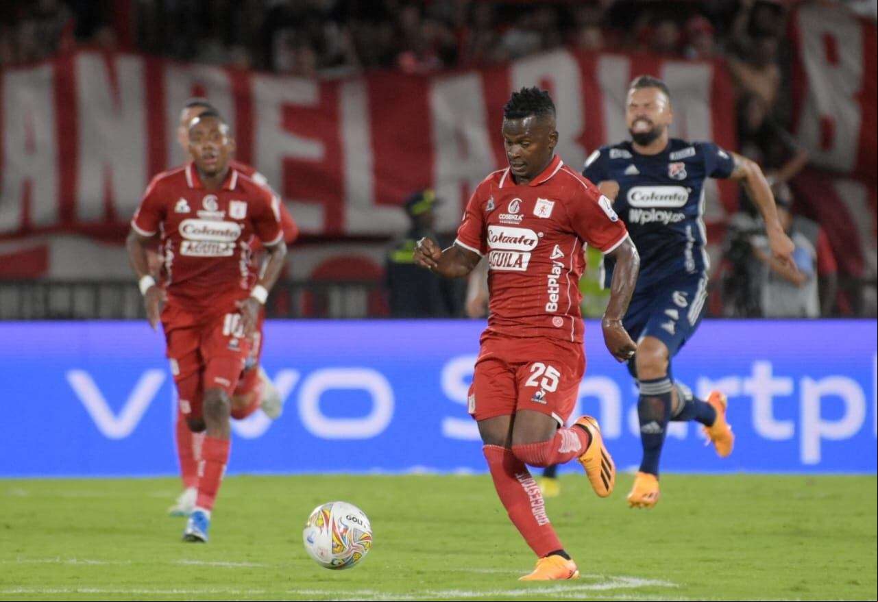 Imagen del partido entre América de Cali e Independiente Medellín, por la fecha 2 de los cuadrangulares finales de la Liga I-2023.